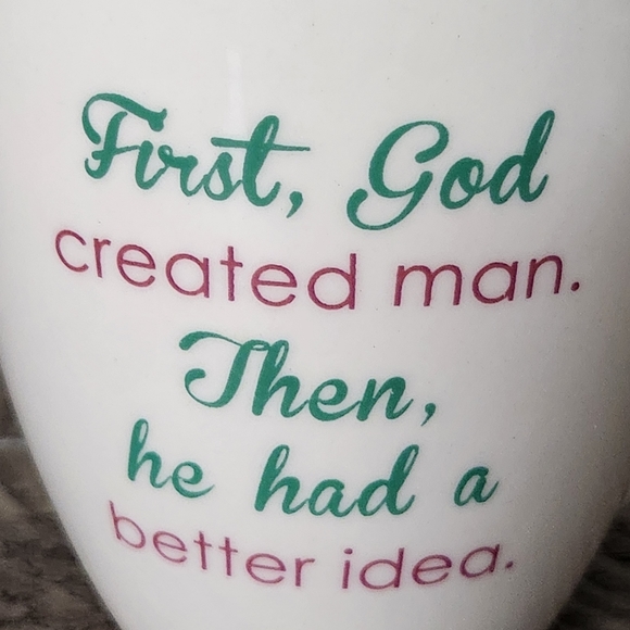 Funny Pfaltzgraff Mug "First God created man,..." Woman's Gift - Picture 2 of 6